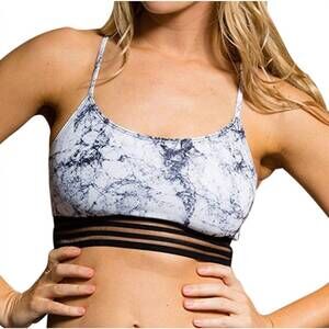 NEW ONZIE ritz low impact sports bra in white marble